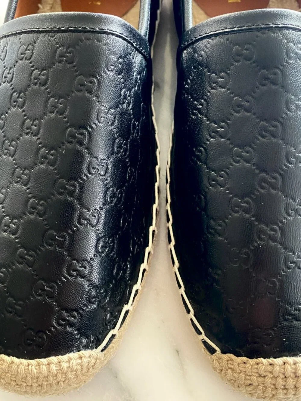 Gucci Microguccissima Black Leather Espadrilles